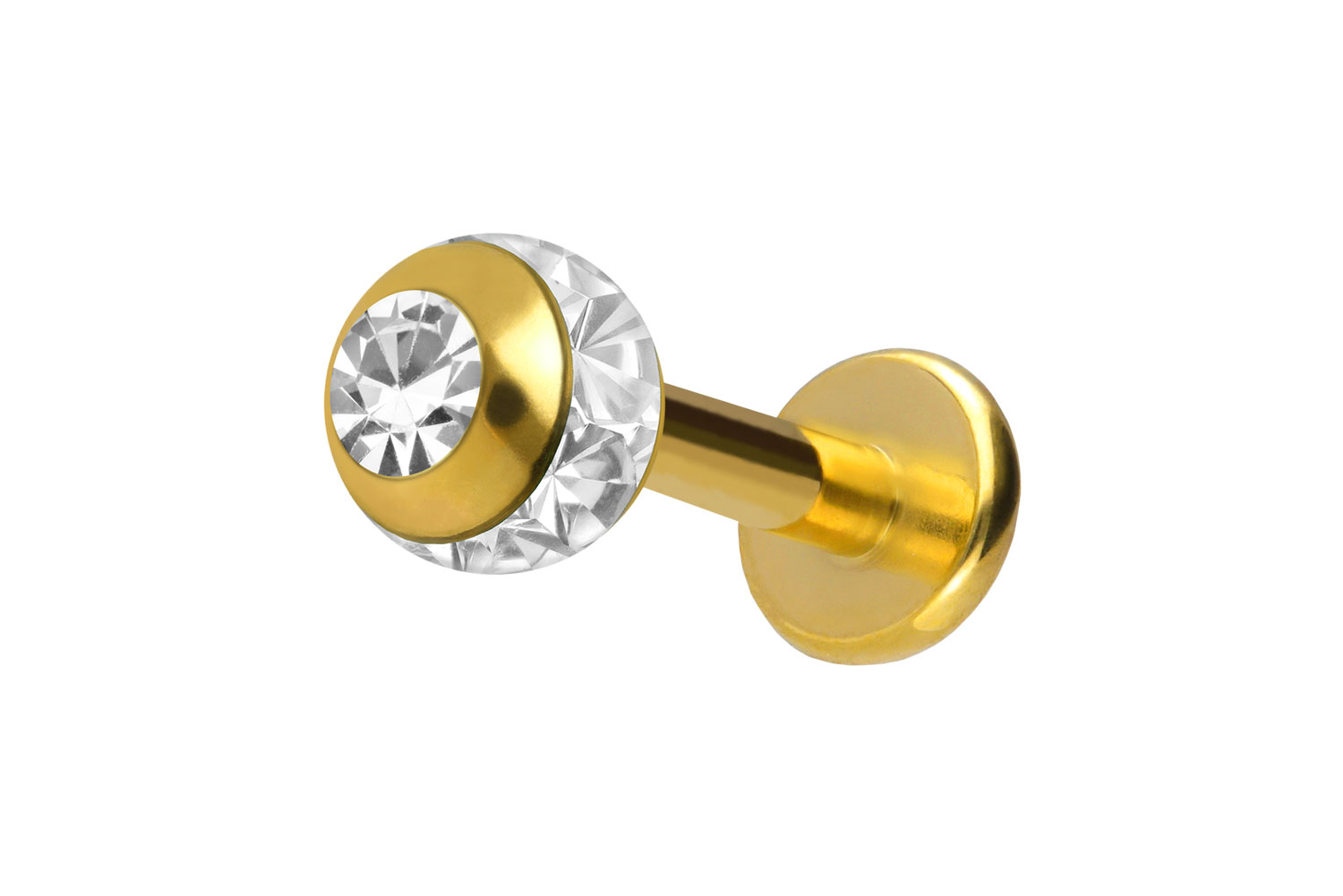 Chirurgenstahl Labret EPOXY-RING-KUGEL + KRISTALL